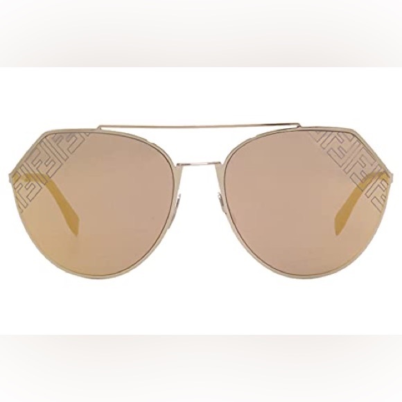 Fendi FF-M0074/S 3YG/0J Sunglasses Women's Light Gold/Blue-Gold Mirror Lens 67mm - Picture 7 of 14